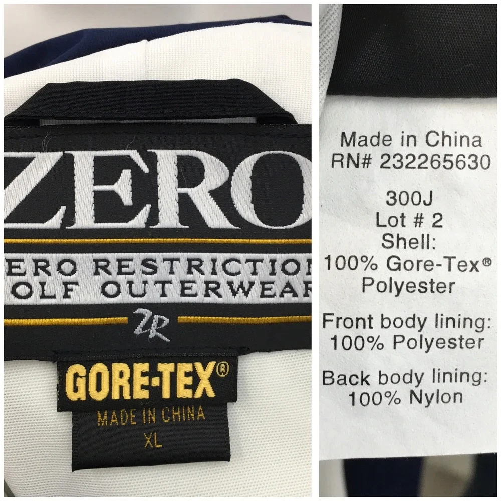 Zero Restriction Gore-Tex Golf Jacket Mens XL Navy Blue Reno Lake Tahoe Logo